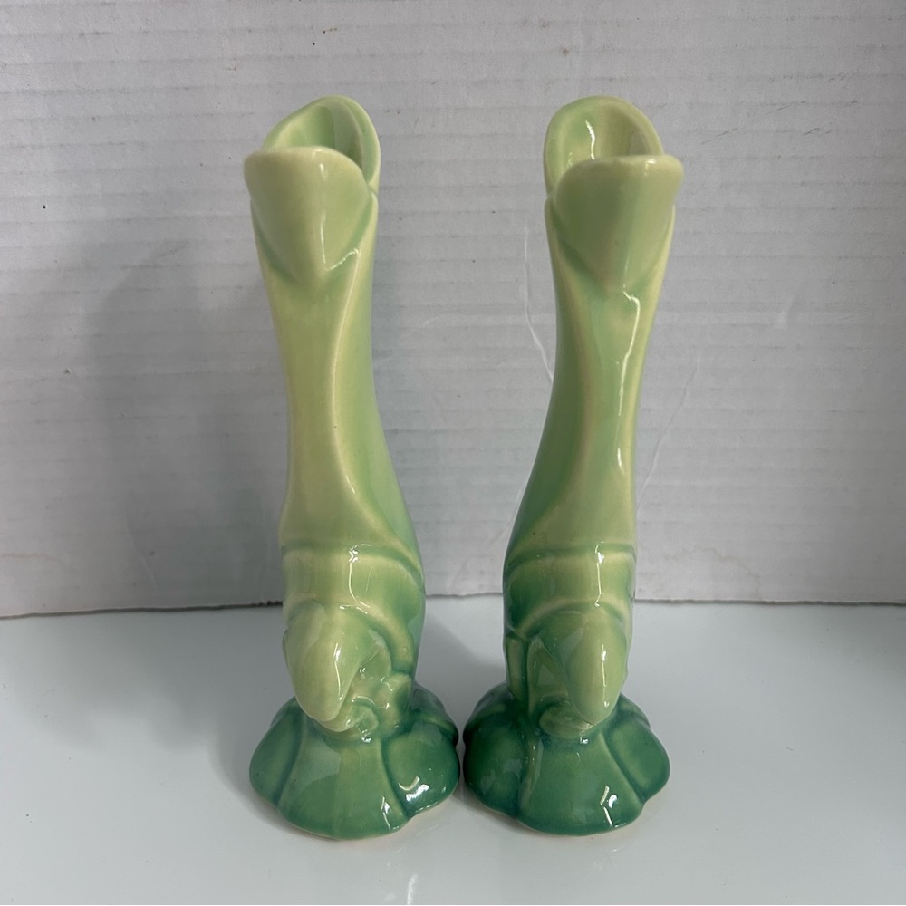 Vintage jade green bud vases